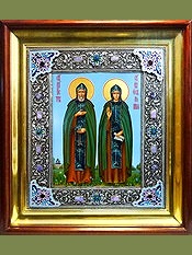 Икона «Святые Петр и Феврония». Сертификат 99