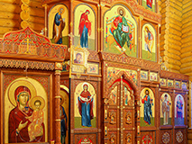 Иконостас и придел в храме в честь Спиридона Тримифунтского, пос. Луховка, Саранск.