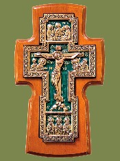 Крест гальванический настенный (ольха, медь) с эмалью. Артикул 17109-1.