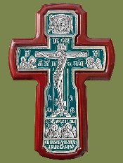 «Крест с Архангелами», серебрение, эмаль, ясень, высота 215 мм. Артикул 17141-1.